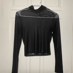 Mock Neck Mesh Top